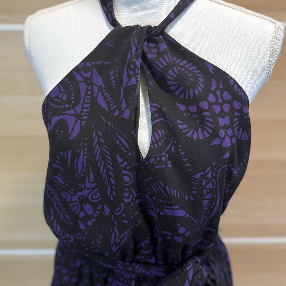 Express Black And Purple Patterned Mini Dress - image 3